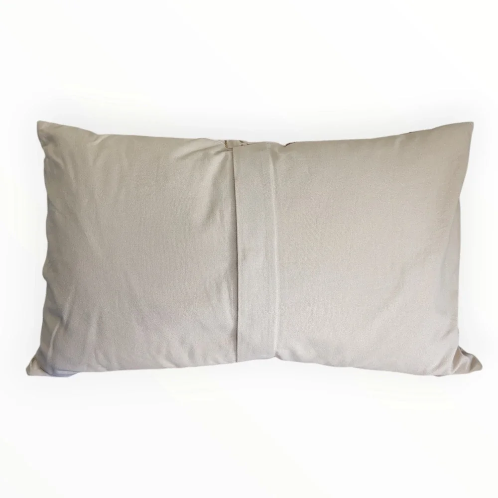 Pottery Barn Beige Floral Embroidered Lumbar Throw Pillow with Down Insert